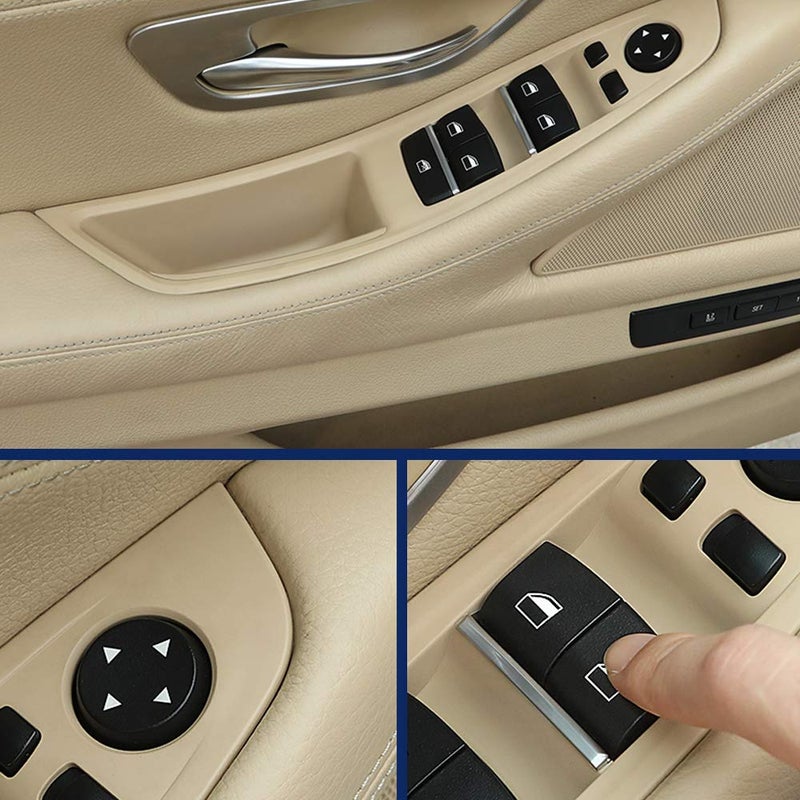 FEXON Driver Side Door Handle Replacement for BMW 5 Series, Window Switch Armrest Panel, Inner Pull Trim Panel Cover 2010-2016 Series 520 523 525 528 530 535 F10 F11 Beige - Image 4